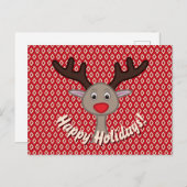 Prettig kerstfeest met een leuk rendier feestdagenkaart (Voorkant / Achterkant)
