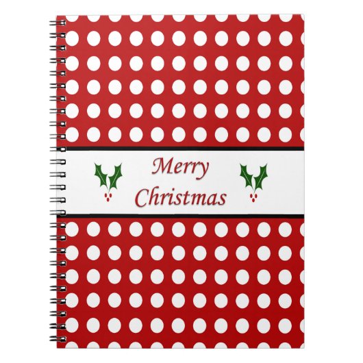 Prettig kerstfeest met een polka stippenpatroon notitieboek (Voorkant)