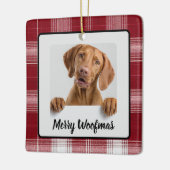 Prettig Kerstfeest met eigen hondenfoto Kerstbal Keramisch Ornament (Links)