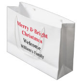 Prettig kerstfeest met familienaam welkom vreugde groot cadeauzakje (Voorkant Gekanteld)