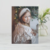 Prettig kerstfeest met fantasievol schrift foto feestdagenkaart (Staand voorkant)