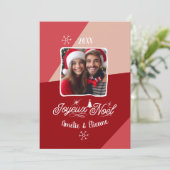 Prettig Kerstfeest Met Foto Franse Kerstmis Aangep Feestdagenkaart (Staand voorkant)