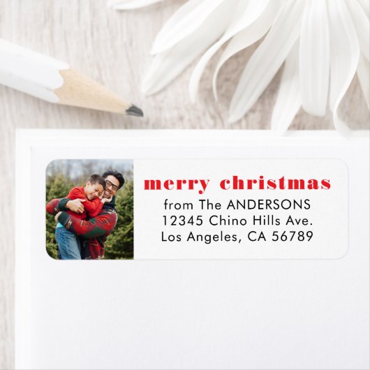 Prettig kerstfeest met foto retouradres etiket (Insitu)