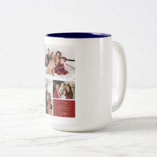 Prettig kerstfeest met geluksbeker voor het gezin tweekleurige koffiemok