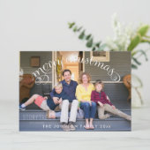 Prettig kerstfeest met gezinsfoto feestdagenkaart (Staand voorkant)