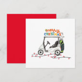 Prettig kerstfeest met golftaswagentje voor golfer feestdagenkaart (Voorkant / Achterkant)