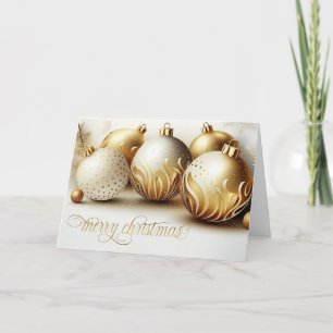 Prettig kerstfeest met gouden en witte ornamenten feestdagen kaart