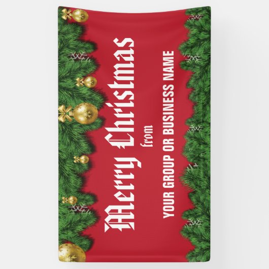 Prettig kerstfeest met groene rand buiten spandoek (Verticaal)