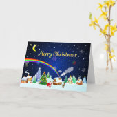 Prettig kerstfeest met halve maan kaart (Gele Bloem)