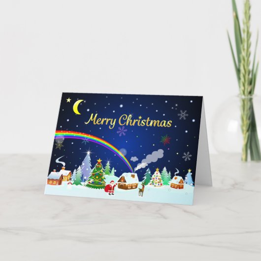 Prettig kerstfeest met halve maan kaart (Voorkant)