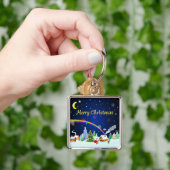 Prettig kerstfeest met halve maan sleutelhanger (Hand)