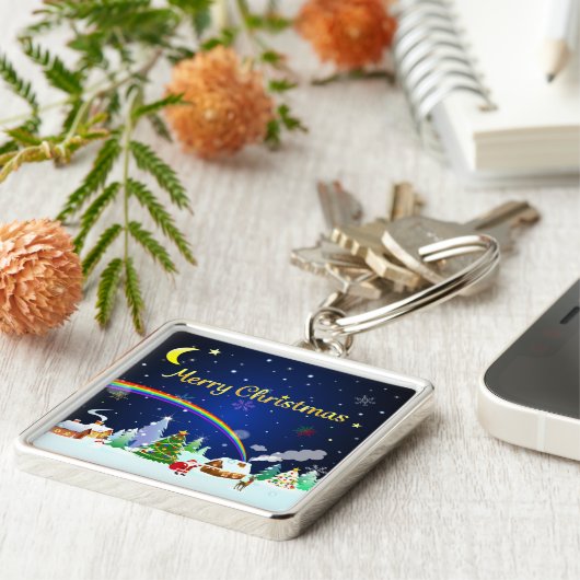 Prettig kerstfeest met halve maan sleutelhanger (Zijkant)