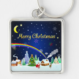 Prettig kerstfeest met halve maan sleutelhanger