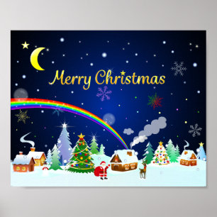 Prettig kerstfeest met halvemaan poster
