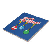 Prettig Kerstfeest met hangende ballen Tegeltje (Zijkant)