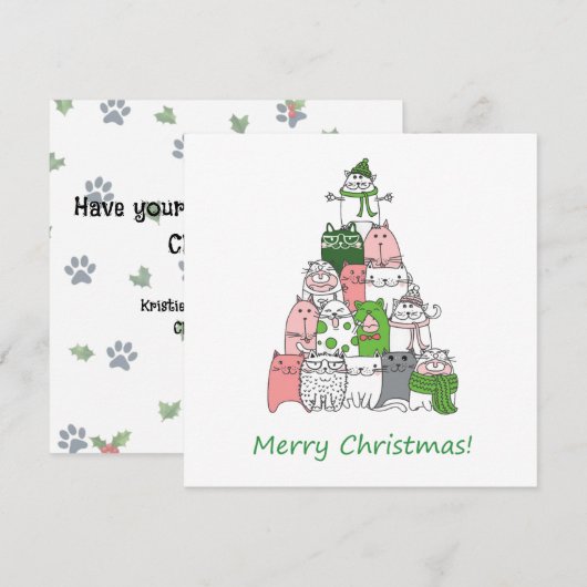 Prettig kerstfeest met harige huisdieren! feestdagenkaart (Voorkant / Achterkant)