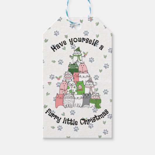Prettig kerstfeest met harige vriendjes! cadeaulabel (Voorkant)
