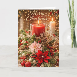 Prettig kerstfeest met kaarslicht kerstgroet kaart