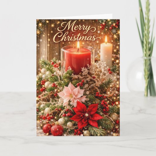 Prettig kerstfeest met kaarslicht kerstgroet kaart (Voorkant)