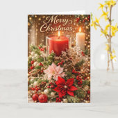 Prettig kerstfeest met kaarslicht kerstgroet kaart (Gele Bloem)
