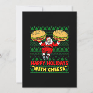 Prettig kerstfeest met kaas. Kerstkaasburger Feestdagenkaart