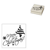 Prettig kerstfeest met kerstboom en sneeuwvlokken rubberstempel (Gestempeld)