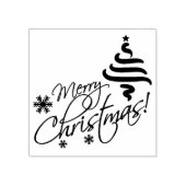 Prettig kerstfeest met kerstboom en sneeuwvlokken rubberstempel (Afrduk)