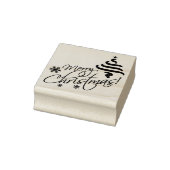 Prettig kerstfeest met kerstboom en sneeuwvlokken rubberstempel (Stempel)