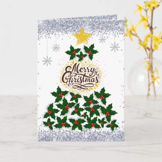 Prettig kerstfeest met kerstboom kaart (Gele Bloem)