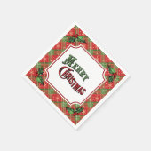 Prettig kerstfeest met kerstgroen geruit servet (Hoek)
