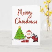 Prettig kerstfeest met Kerstman en Rudolph Kaart (Gele Bloem)