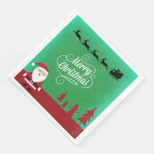 Prettig kerstfeest met Kerstman en zijn rendieren  Servetten