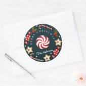 Prettig kerstfeest met koekjes Cute Persoonlijk Ronde Sticker (Envelop)