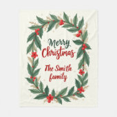 Prettig kerstfeest met krans en naam fleece deken (Voorkant)