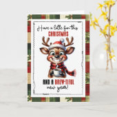 Prettig Kerstfeest met Latte Rendier Kaart (Gele Bloem)