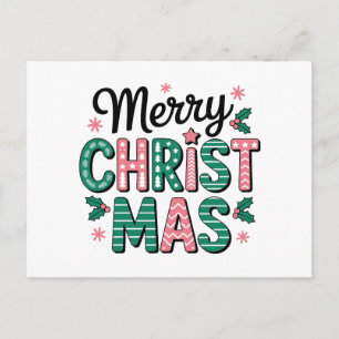 Prettig kerstfeest met letters en hulst feestdagenkaart