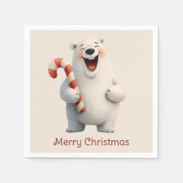 Prettig kerstfeest met leuk ontwerp van een ijsbee servet