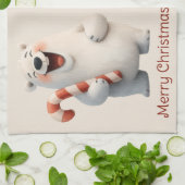 Prettig kerstfeest met leuk ontwerp van ijsbeer theedoek (Gevouwen)
