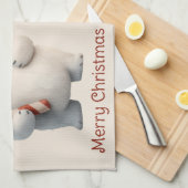 Prettig kerstfeest met leuk ontwerp van ijsbeer theedoek (Quarter Fold)