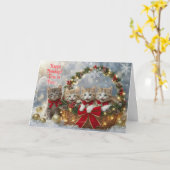 Prettig kerstfeest met leuke katjes kaart (Gele Bloem)