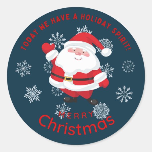 Prettig kerstfeest met leuke kerstman  ronde sticker (Voorkant)