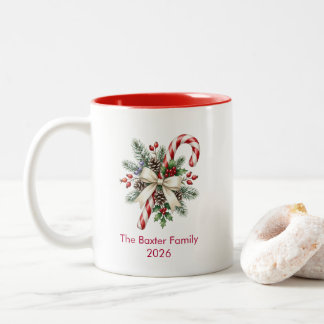 Prettig kerstfeest met liefs van onze familie voor tweekleurige koffiemok