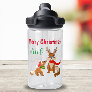 Prettig kerstfeest met mama Vos en baby Vos Waterfles