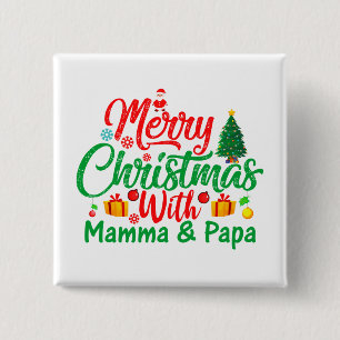 Prettig kerstfeest met Mamma & Papa-42705 Vierkante Button 5,1 Cm