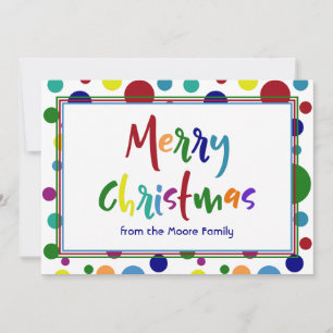 Prettig kerstfeest met meer kleuren letters & stip feestdagenkaart