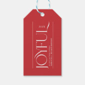 Prettig kerstfeest met moderne vrolijke feestdagen cadeaulabel (Voorkant)