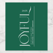 Prettig kerstfeest met moderne vrolijke feestdagen wijn etiket (Enkel label)