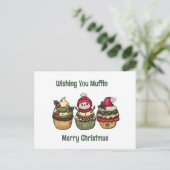 Prettig Kerstfeest met muffin Feestdagenkaart (Staand voorkant)