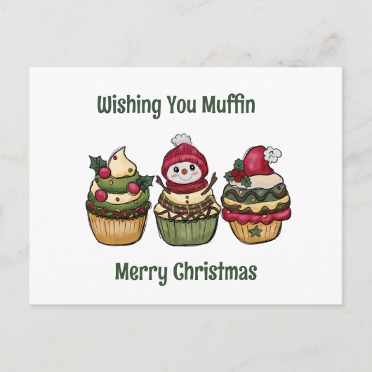 Prettig Kerstfeest met muffin Feestdagenkaart (Voorkant)