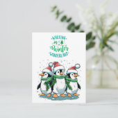 Prettig kerstfeest met pinguïns feestdagenkaart (Staand voorkant)